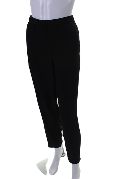 Eileen Fisher Womens Silk Black High Waisted Straight Leg Pants Size L