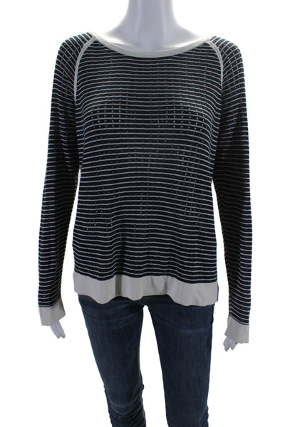 Rag & Bone Womens Navy Cotton Striped Long Sleeve Pullover Sweater Top Size M