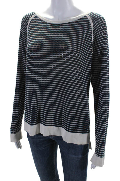 Rag & Bone Womens Navy Cotton Striped Long Sleeve Pullover Sweater Top Size M