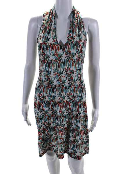 Viereck Womens Diamond Print V-Neck Unlined A-Line Dress Multicolor Size XS