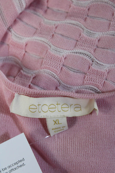 Etcetera Womens Long Sleeve Scoop Neck Striped Top Pink Cotton Size XL