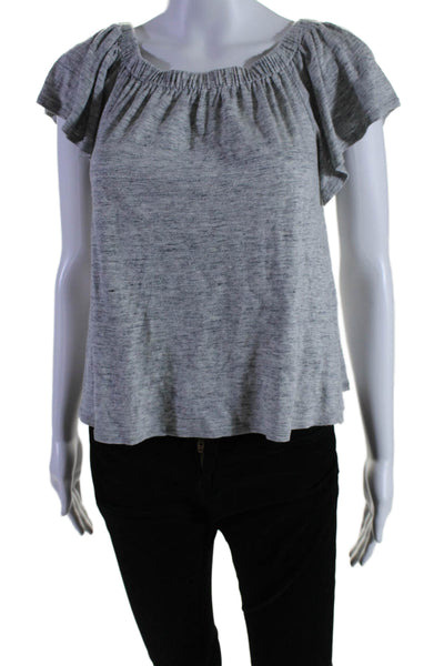 Rebecca Taylor Womens Short Sleeve Off Shoulder Tee Shirt Gray Cotton Size Small