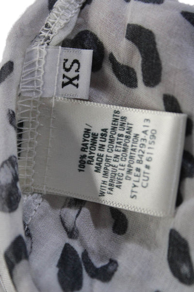 Bella Dahl Womens Long Sleeve Animal Print V Neck Blouse White Size XS