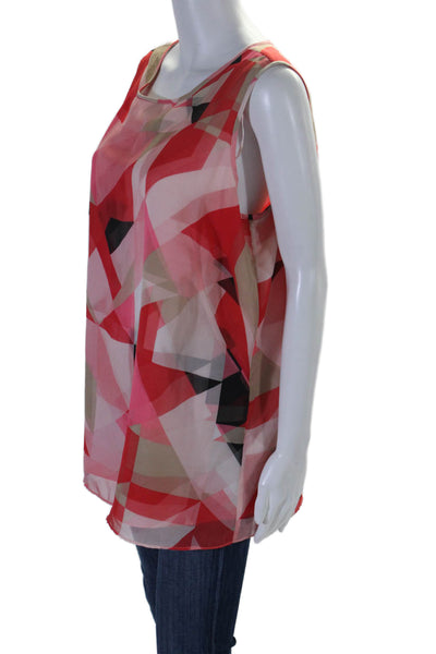 Vince Camuto Womens Sleeveless Abstract Print Blouse Pink Size 1X