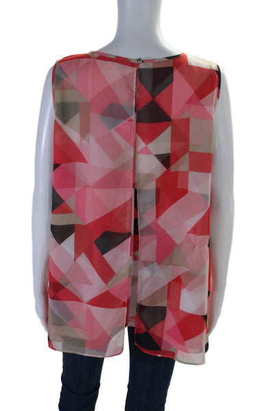 Vince Camuto Womens Sleeveless Abstract Print Blouse Pink Size 1X