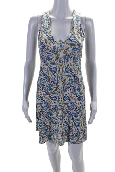 Viereck Womens Abstract Print V-Neck Sleeveless Tank Dress Multicolor Size XS