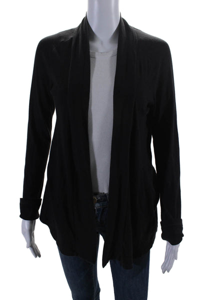 Splendid Womens Tight Knit Long Sleeve V-Neck Open Cardigan Black Size XS