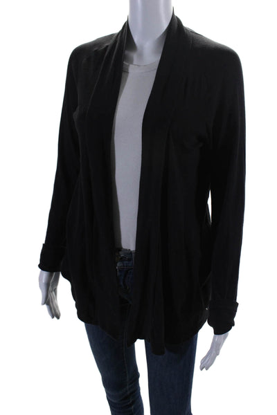 Splendid Womens Tight Knit Long Sleeve V-Neck Open Cardigan Black Size XS