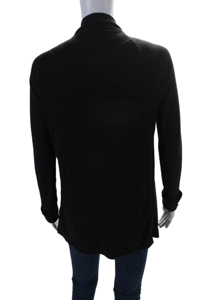 Splendid Womens Tight Knit Long Sleeve V-Neck Open Cardigan Black Size XS