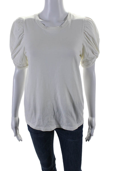 A.L.C. Womens Cotton Jersey Half Sleeve Crewneck Shirt Top White Size S