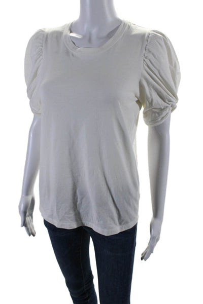 A.L.C. Womens Cotton Jersey Half Sleeve Crewneck Shirt Top White Size S