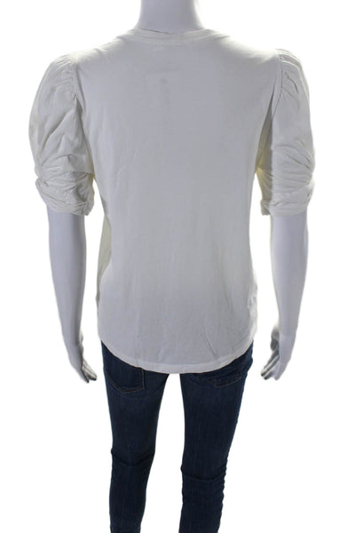 A.L.C. Womens Cotton Jersey Half Sleeve Crewneck Shirt Top White Size S