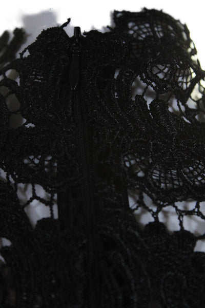 Blaque Label Women's High Neck Short Sleeves Lace Mini Dress Black Size XS