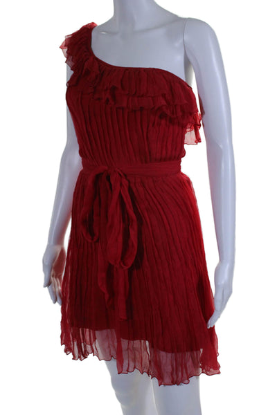 Kate Moss TopShop Women's Asymmetrical One Shoulder Ruffle Mini Dress Red Size 8