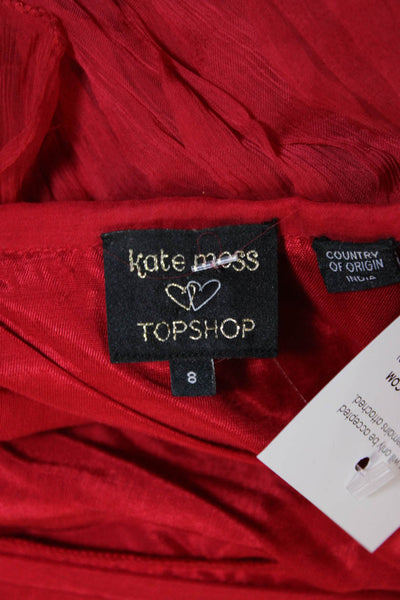 Kate Moss TopShop Women's Asymmetrical One Shoulder Ruffle Mini Dress Red Size 8