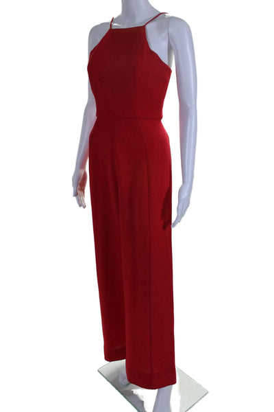 Black Halo Women's Square Neck Spaghetti Straps Wide Leg Jumpsuit Red Size 2