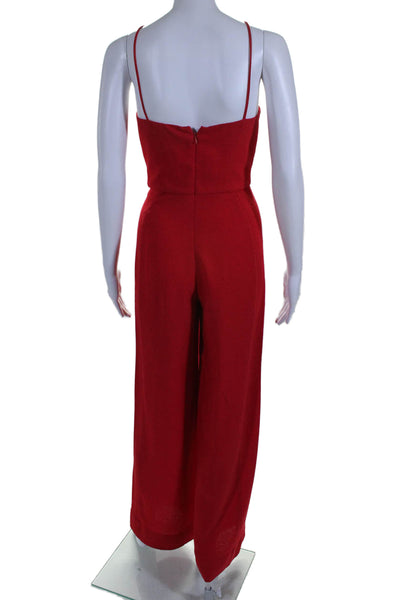 Black Halo Women's Square Neck Spaghetti Straps Wide Leg Jumpsuit Red Size 2