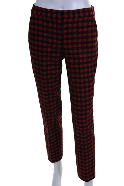 Michael Kors Women's Button Closure Flat Front Straight Leg Plaid Pants Size 2