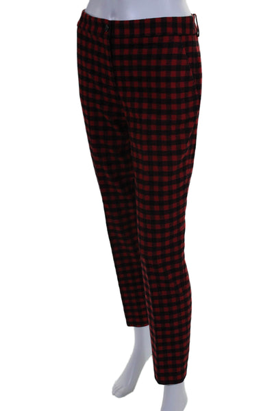 Michael Kors Women's Button Closure Flat Front Straight Leg Plaid Pants Size 2