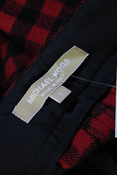 Michael Kors Women's Button Closure Flat Front Straight Leg Plaid Pants Size 2