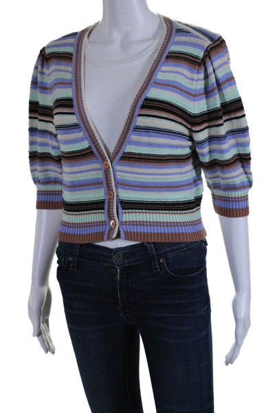 Wilfred Women's V-Neck Short Sleeves Button Down Cardigan Striped Size XS