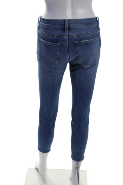 Current/Elliott Womens Mid Rise Distressed Skinny Jeans Blue Size 27