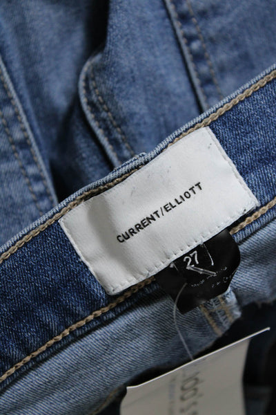 Current/Elliott Womens Mid Rise Distressed Skinny Jeans Blue Size 27