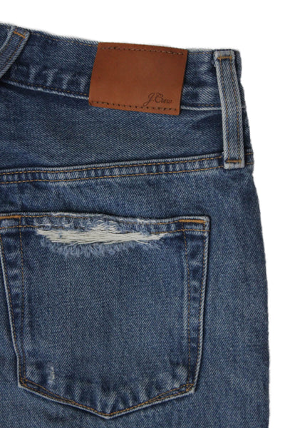 J Crew Womens Mid Rise Distressed Straight Leg Jeans Blue Size 23P