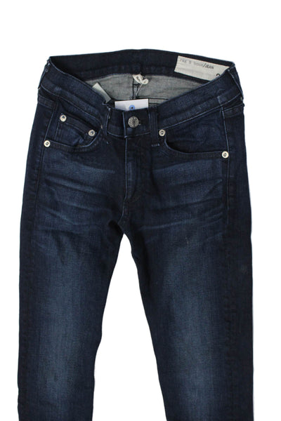 Rag & Bone Jean Womens Dark Wash Mid Rise Ankle Zip Skinny Jeans Blue Size 24