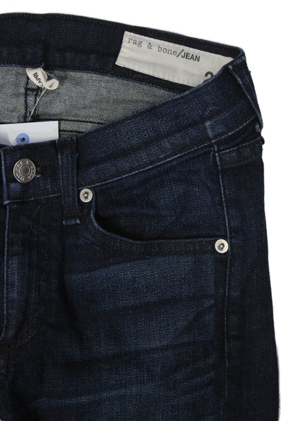Rag & Bone Jean Womens Dark Wash Mid Rise Ankle Zip Skinny Jeans Blue Size 24