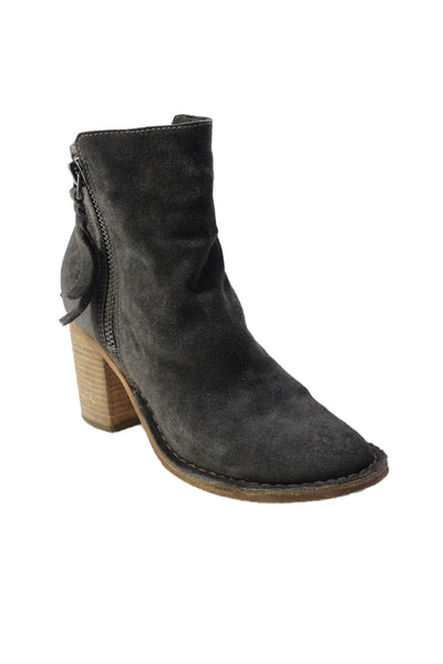 Dolce Vita Womens Dark Gray Suede Block Heels Lana Ankle Boots Shoes Size 8