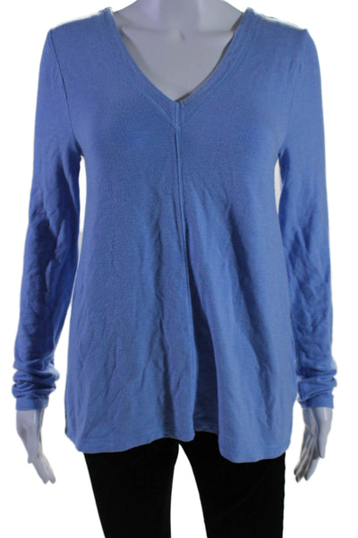 Lilly Pulitzer Womens Long Sleeve Strappy Back V Neck Shirt Blue Size Small