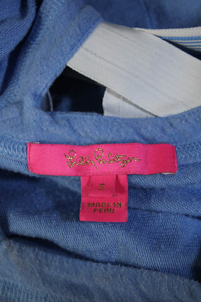 Lilly Pulitzer Womens Long Sleeve Strappy Back V Neck Shirt Blue Size Small
