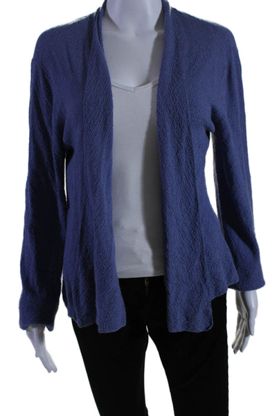 Eileen Fisher Womens Wool Blue Cowl Neck Long Sleeve Cardigan Sweater Top Size L