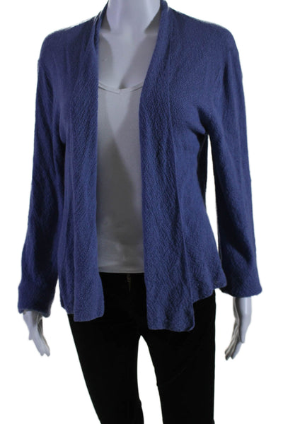 Eileen Fisher Womens Wool Blue Cowl Neck Long Sleeve Cardigan Sweater Top Size L