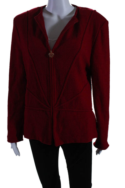 St. John Collection By Marie Gray Womens Bright Red Long Sleeve Blazer Size 14