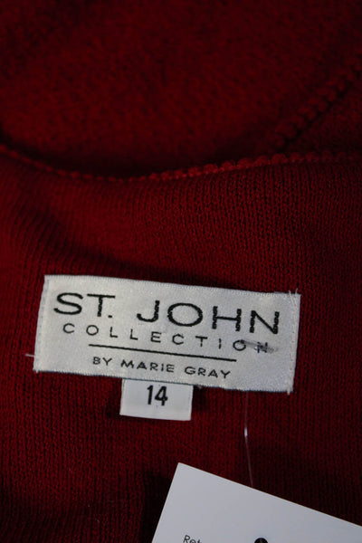 St. John Collection By Marie Gray Womens Bright Red Long Sleeve Blazer Size 14