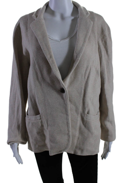 J Crew Womens Cotton Beige One Button Long Sleeve Blazer Jacket Size XL