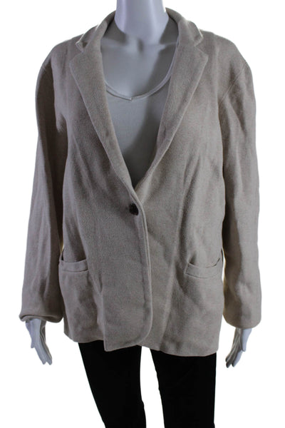 J Crew Womens Cotton Beige One Button Long Sleeve Blazer Jacket Size XL