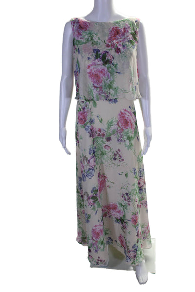 Morilee Madeline Gardner Womens Cream Floral Layered Shift Dress Size M