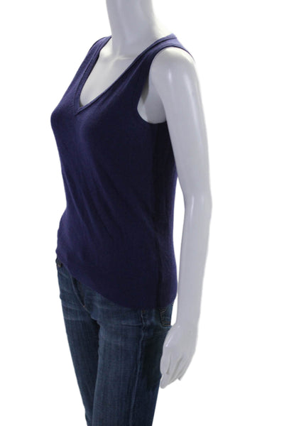 Piazza Sempione Womens V Neck Sleeveless Tight Knit Sweater Vest Purple Small