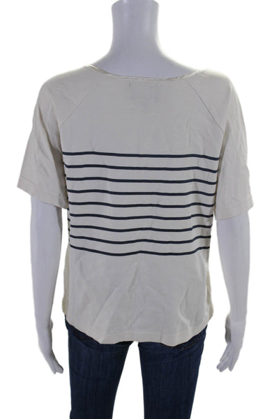 Cynthia Rowley Womens Short Sleeve Embroidered T Shirt White Medium