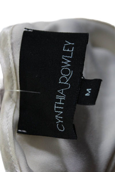 Cynthia Rowley Womens Short Sleeve Embroidered T Shirt White Medium