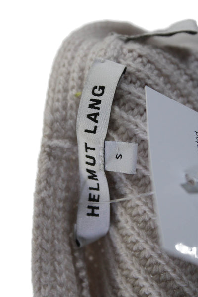 Helmut Lang Womens Long Sleeve V Neck Thick Knit Sweater Beige Small