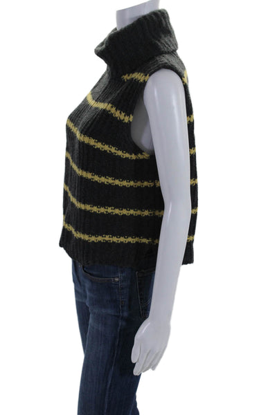 Sea Blue Womens Sleeveless Thick Knit Turtleneck Sweater Vest Gray Small