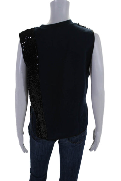 Harvey Faircloth Womens Sleeveless Thick Knit Sweater Vest Sequin Blue Small