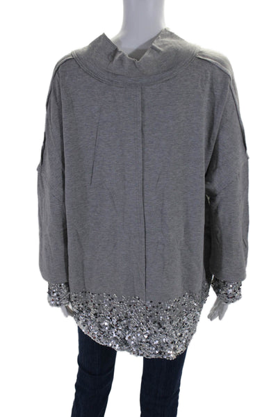 Donna Karan Womens Long Sleeve V Neck Thick Knit Sweater Gray Medium