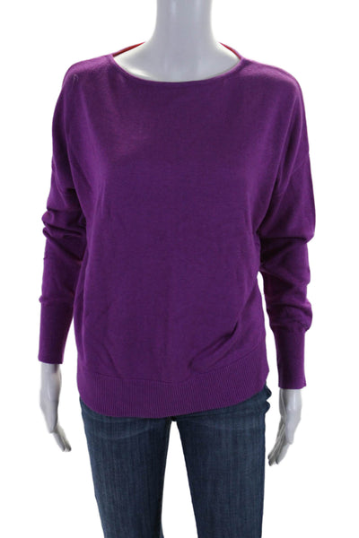 Nordstrom Collection Womens Long Sleeve Back Zip Sweater Purple Medium