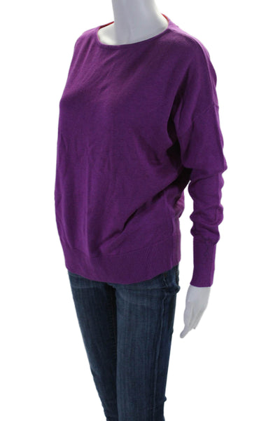 Nordstrom Collection Womens Long Sleeve Back Zip Sweater Purple Medium