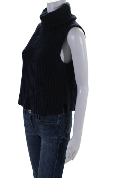 Pure Navy Womens Sleeveless Thick Knit Turtleneck Sweater Vest Blue Medium